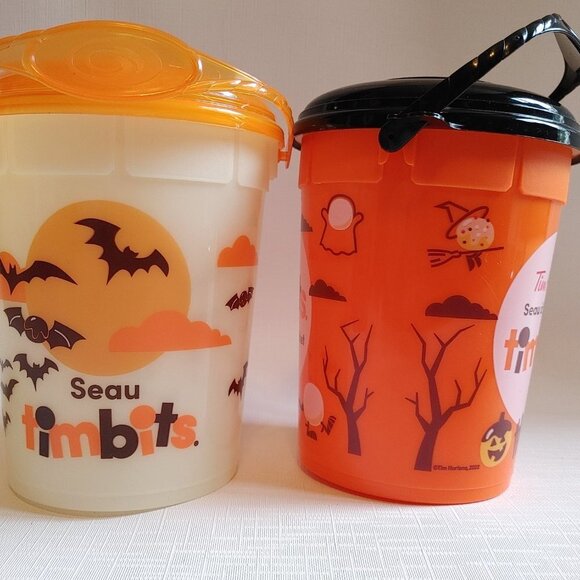 Tim Hortons Halloween Buckets Complete Pair 2022 and 2023 Whirley Plastic - Picture 2 of 6